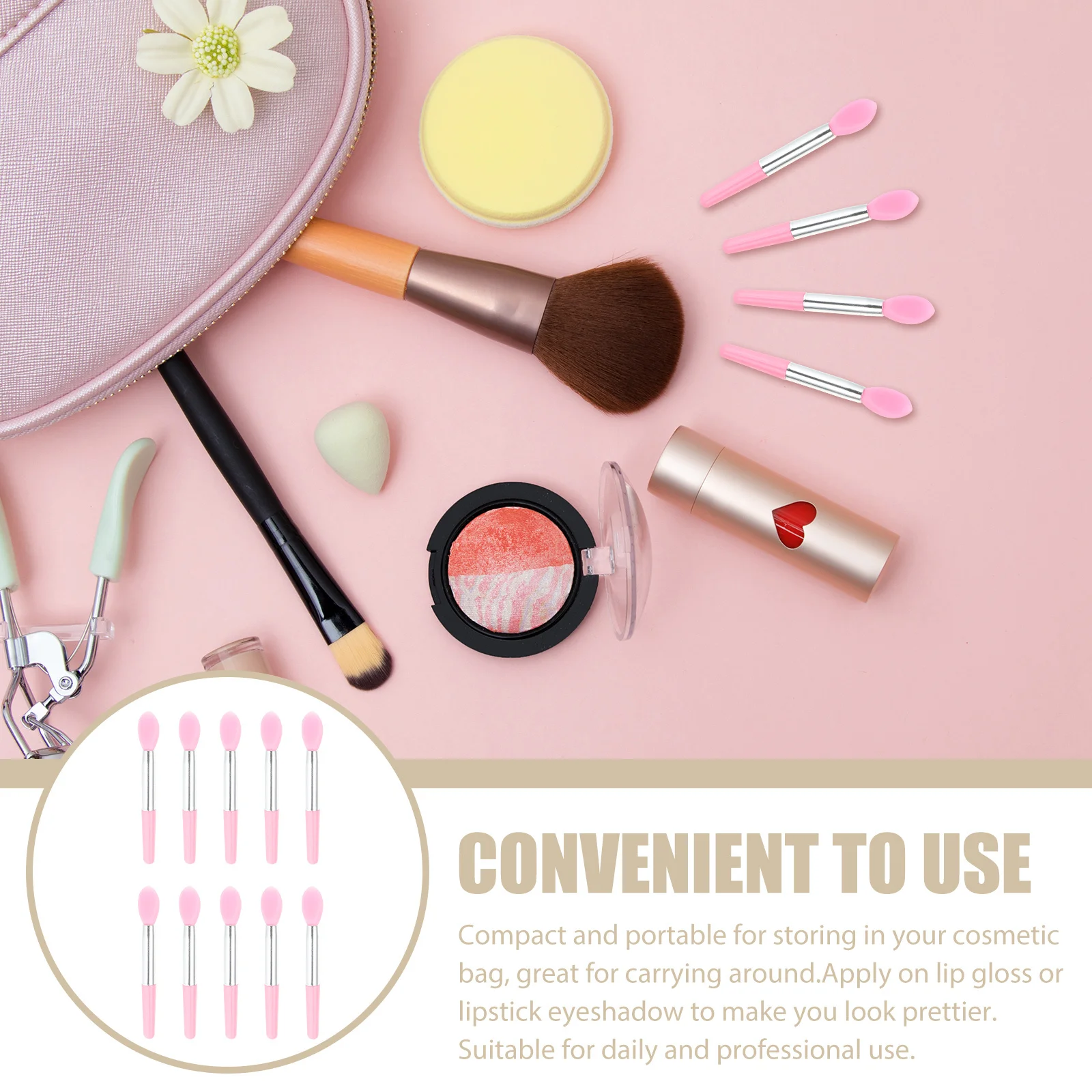 

10Pcs Lipstick Brush Smooth Silicone Head Comfort Grip Handle Perfect for Daily Makeup and Travel Essential Beauty