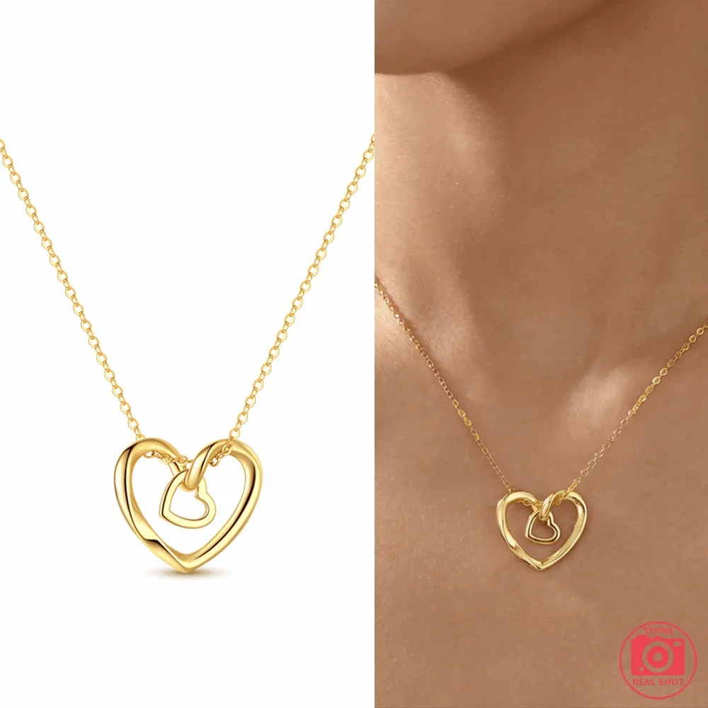 Heart Barrel Star Moon Cross Bee Multi Layer CZ Pendant Original Silver Plated Woman Necklace Anniversary Valentine Jewelry Gift view 6