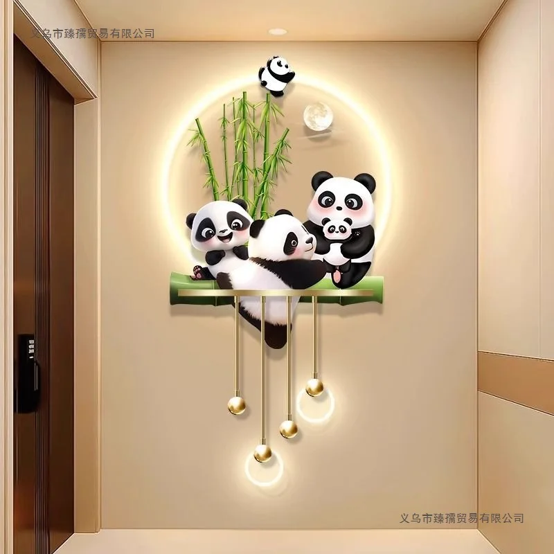 Nordic Cream Wind Panda Entrance Decorative Painting Home Corridor Aisle Wall Light Advanced Sense Living Room