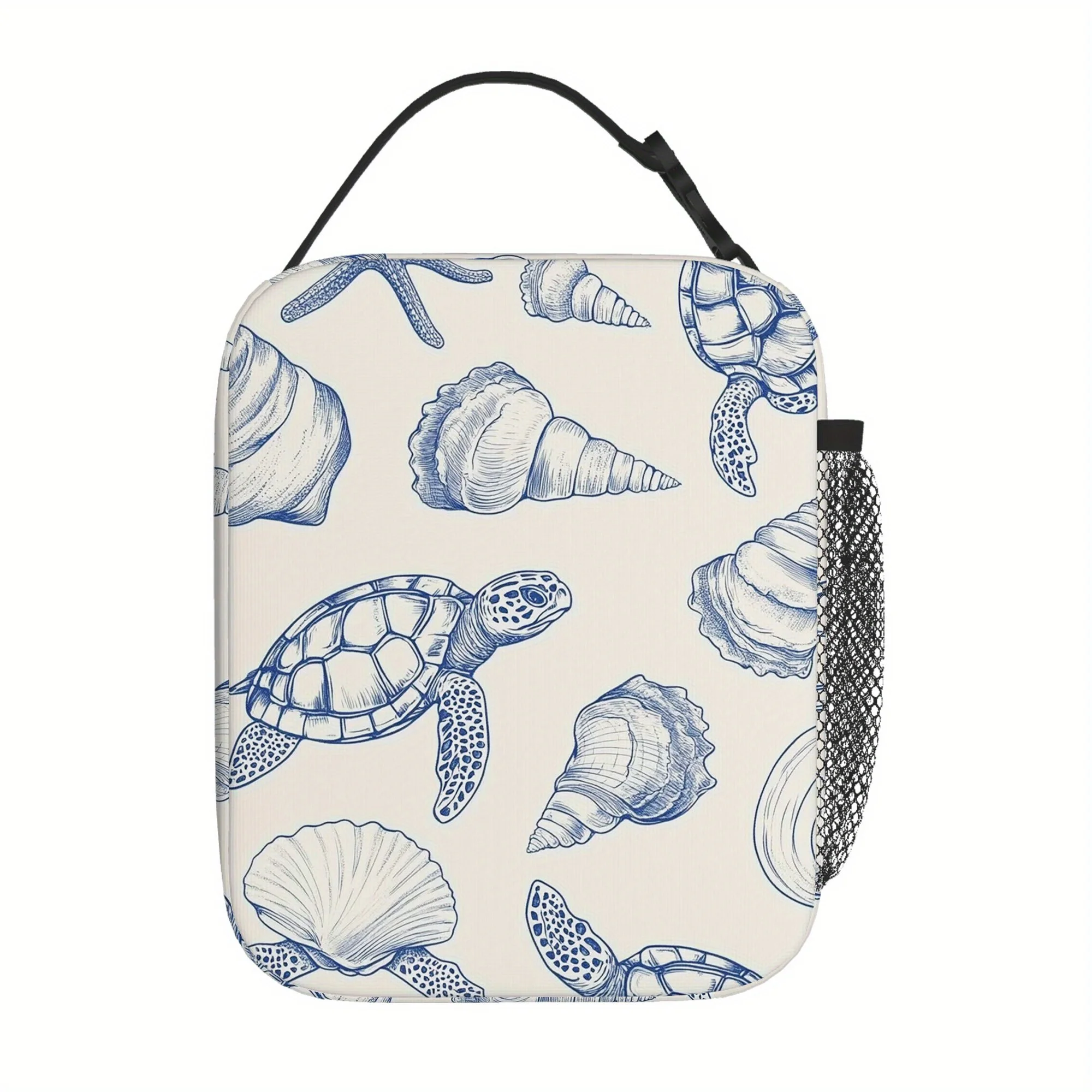 1pc, Sea Creatures and Shells Pattern Printed Thermal Bag, Insulation Bag, Insulated Bag, Non-Food Contact, Suitable for Home, R
