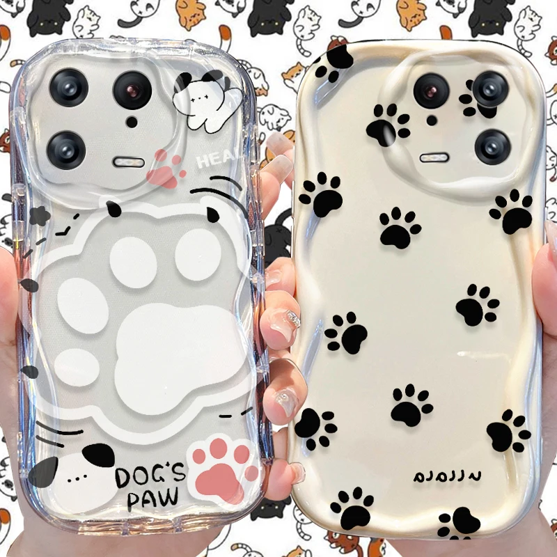 Cat Dog Claws Wave Case for Xiaomi Mi 14 13 12 Pro 11 Lite 11i 5G POCO X6 X5 X4 X3 NFC GT F6 F5 F4 F3 M4 M3 Soft Silicone Cover