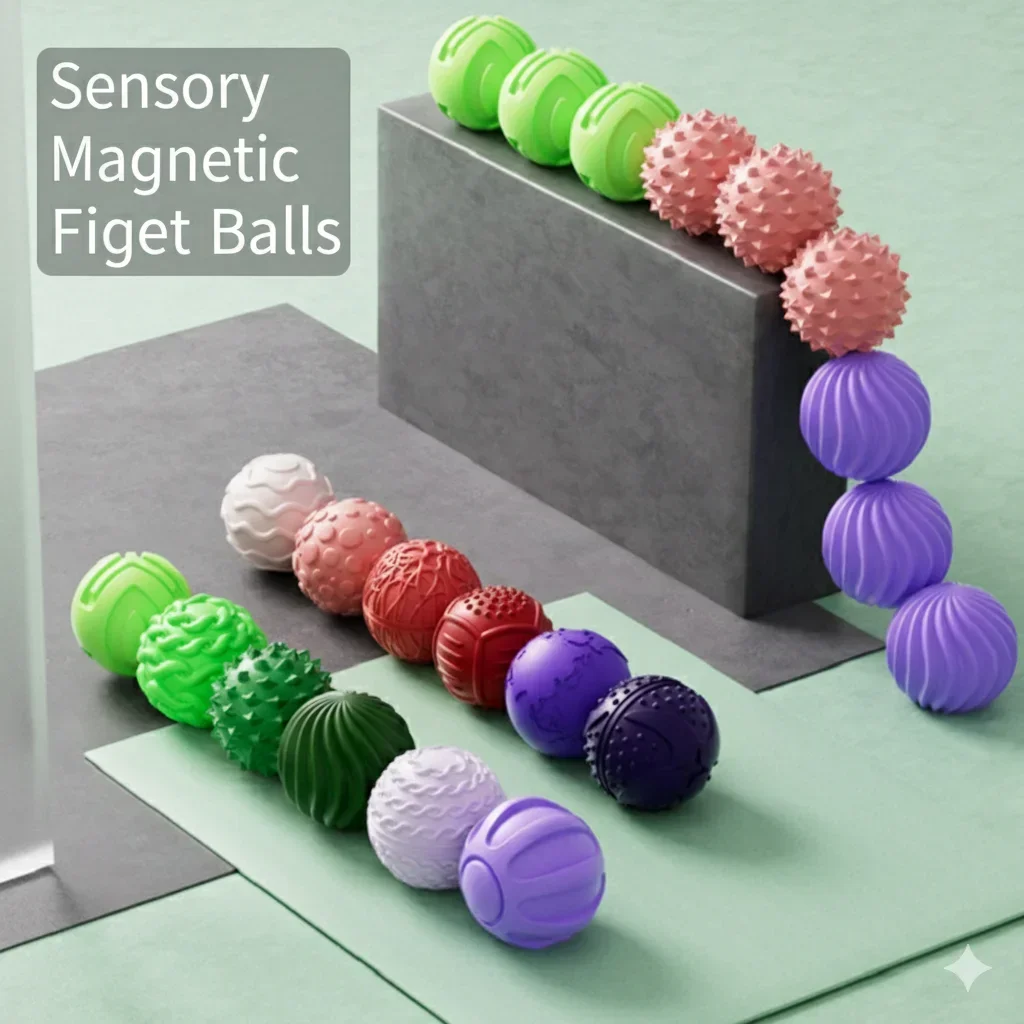 تململ كرات مغناطيسية لعبة حسية للبالغين والأطفال سيليكون الضغط كرات الإجهاد الإغاثة مكافحة القلق EDC لعبة مكتب ل ADHD
