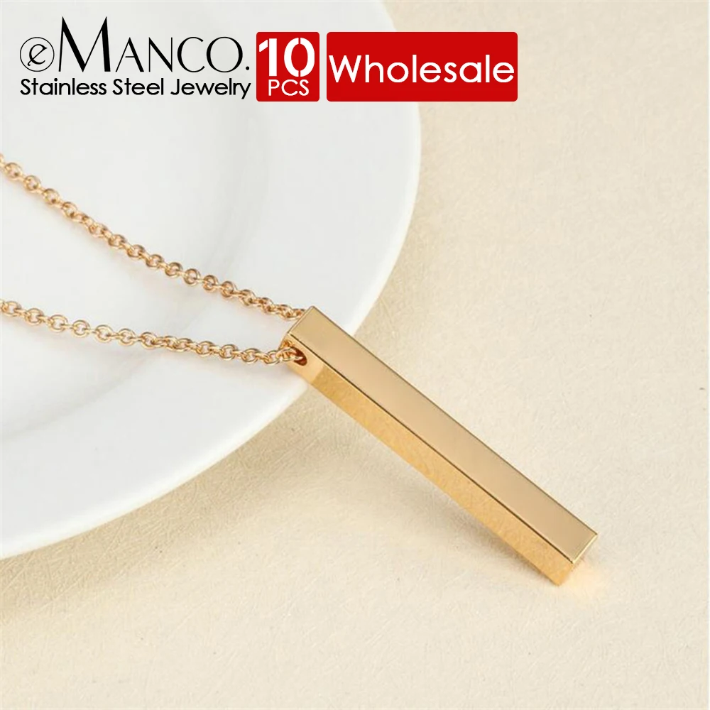 

eManco 10PCS Extremely Simple Stainless Steel Pendant Fashion Women's Necklace Gold-plated Jewelry Gifts Wholesale Factory Direc