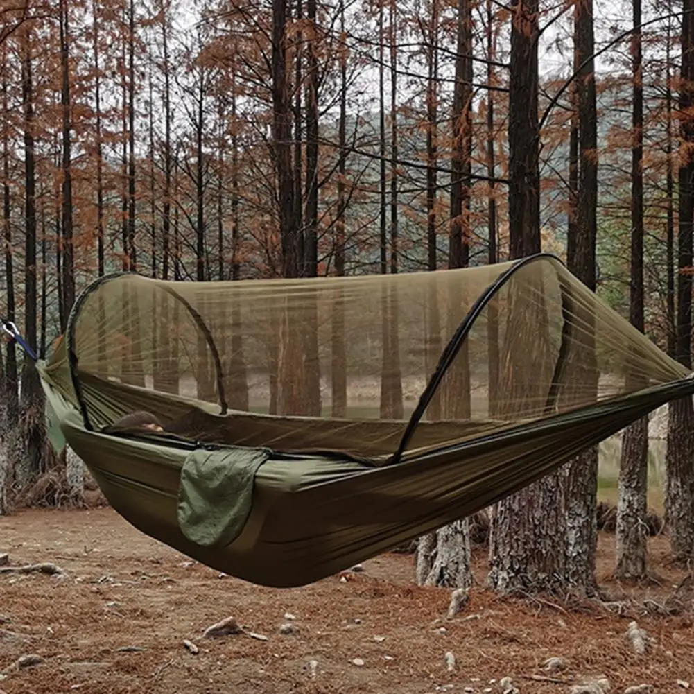 Hammock Camping Outdoor portátil com Mosquiteiro, alta resistência Parachute Tecido pendurado cama, Swing dormir, 1-2 pessoas