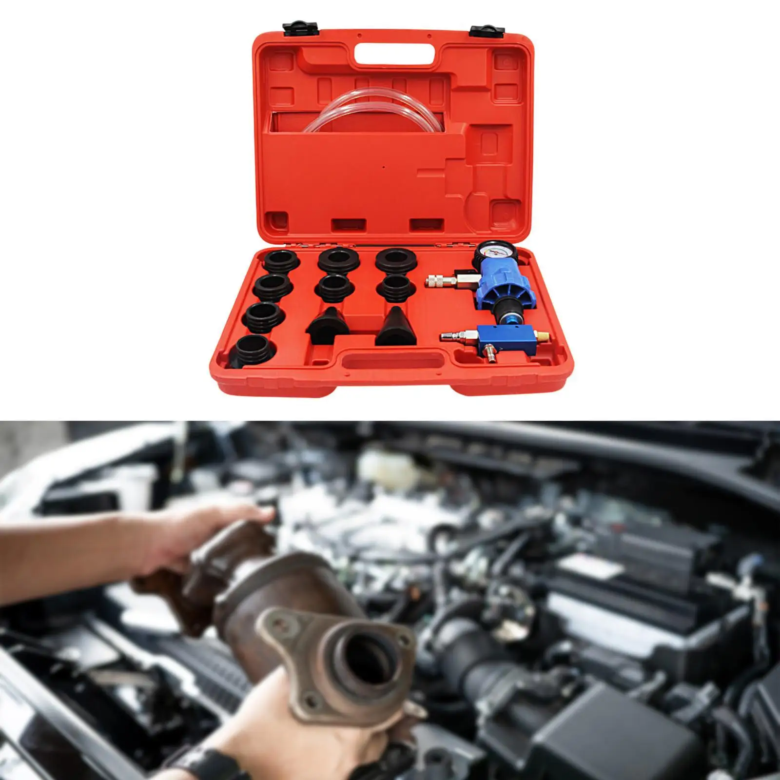 

Radiator Cooling Antifreeze Replace Tool with Adapter Hoses Lightweight Portable with Storage Case Versatile for Vehicle