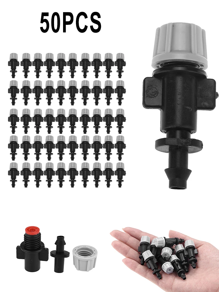 50 Water Misting Nozzles for Drip Irrigation Systems Compatible with Common 4mm Inner 7mm Outer Diameter Tubing for Outdoor Use