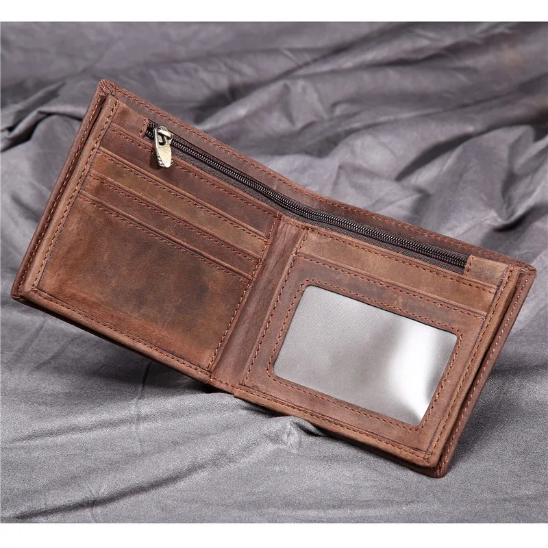 

2802 Crazy Horse Leather Thickened Genuine Leather Men's Wallet Short Edition Head Layer Leather Short Edition Wallet