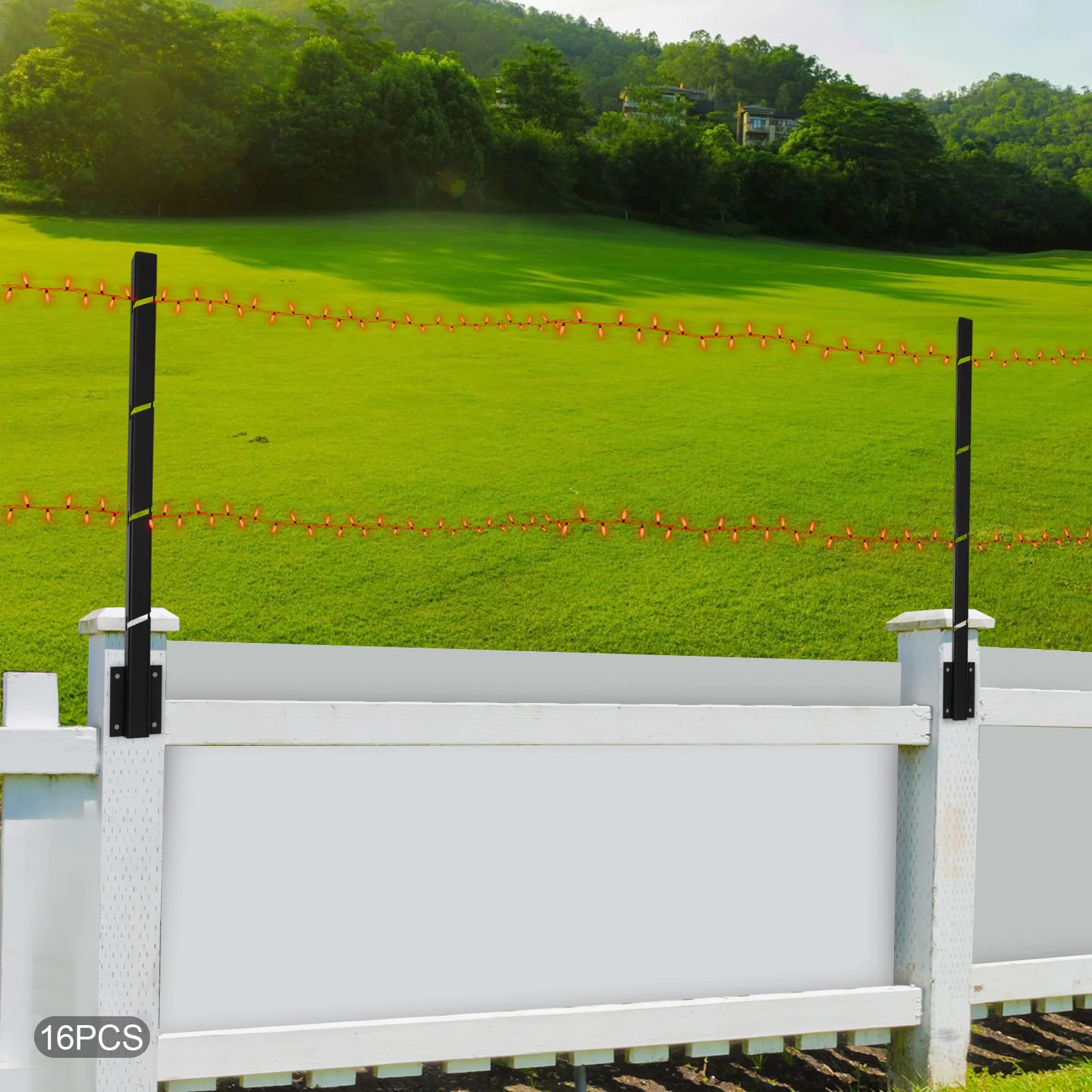 Black Steel 76*15*15cm Fence Extension Arm Rust-proof Heightening Pet Fence Extension Bracket Set