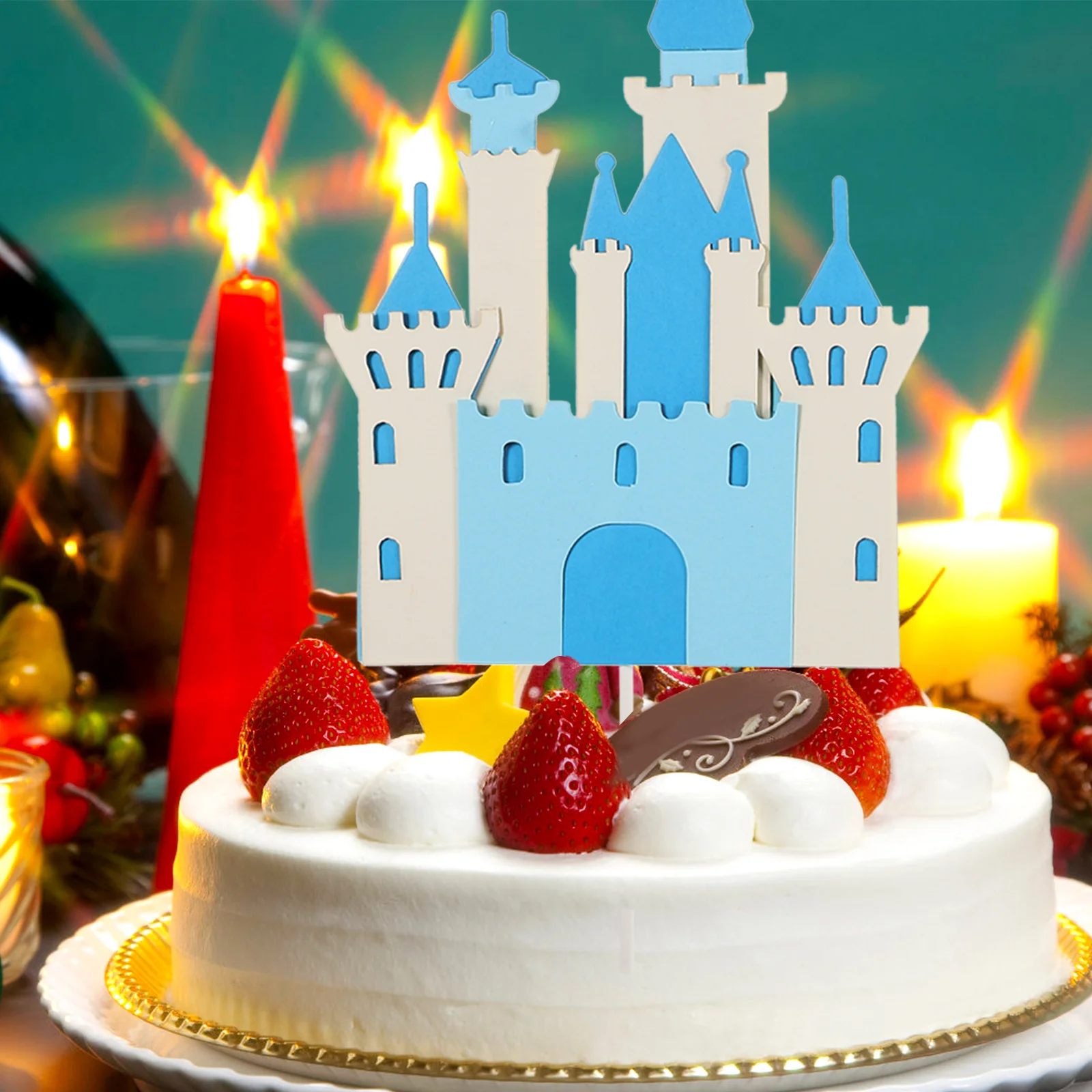

6Pcs Castle Cake Decorations Bright Design Cupcake Topper Birthday Party Supplies Cake Ornament for Wedding Bridal