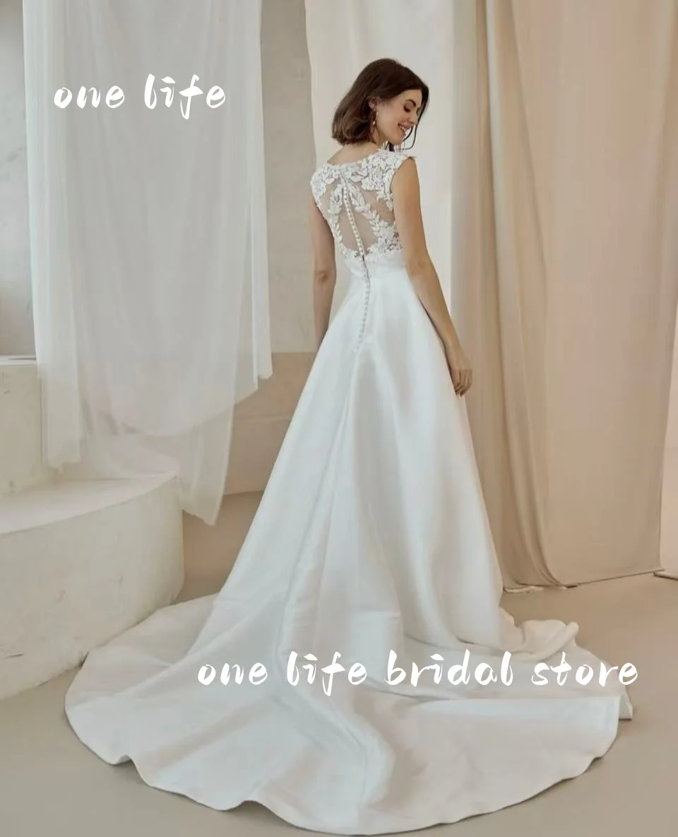 Очаровательные свадебные платья трапециевидной формы, роскошный халат невесты с v-образным вырезом, кружевные свадебные платья, аппликации по индивидуальному заказу, Vestidos De Noiva