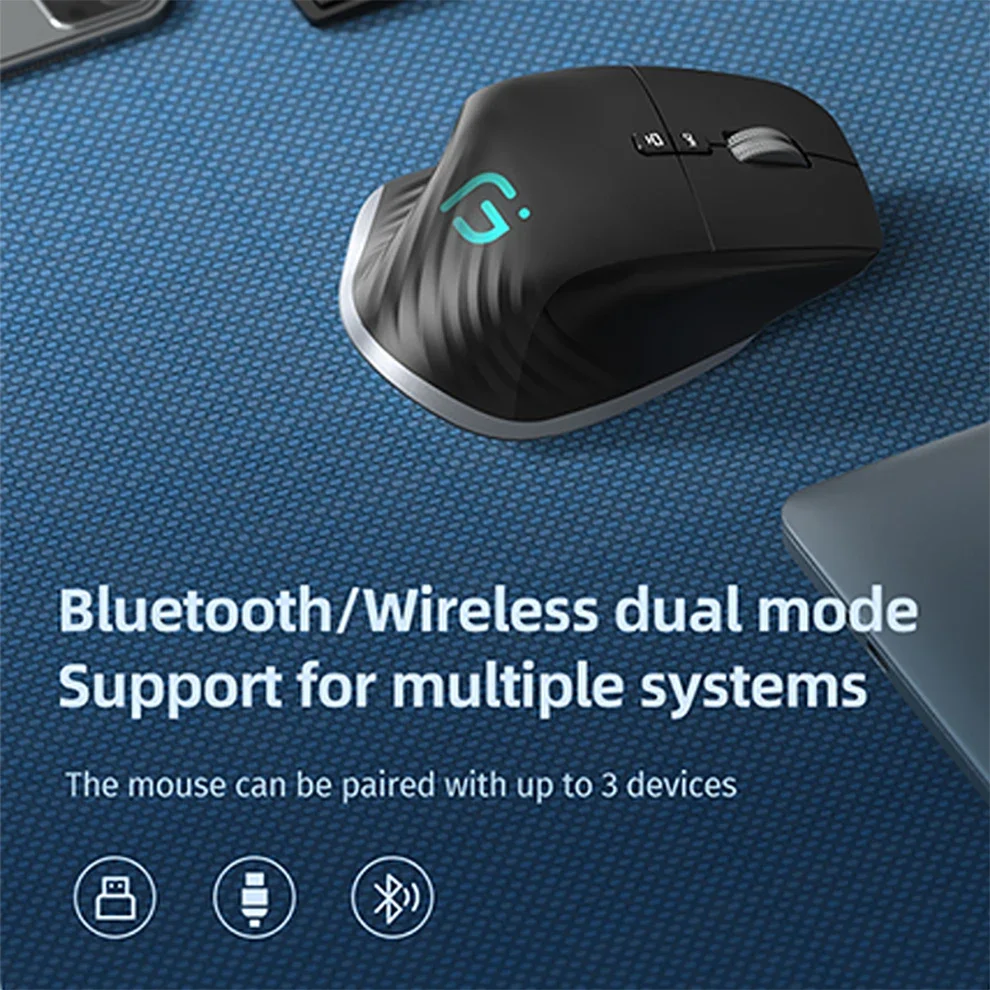 Беспроводная мышь с несколькими устройствами Bluetooth 5.0 и 3.0 Мышь 2,4G Беспроводная портативная оптическая мышь Эргономичная компьютерная мышь для правой руки