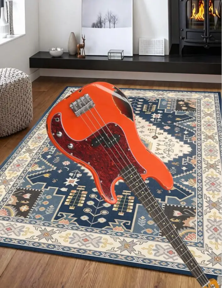 Classic 4 string orange bass, Vingate bass, solid wood body, rosewood fingerboard with yellow dots inlaid, red turtle shell guar