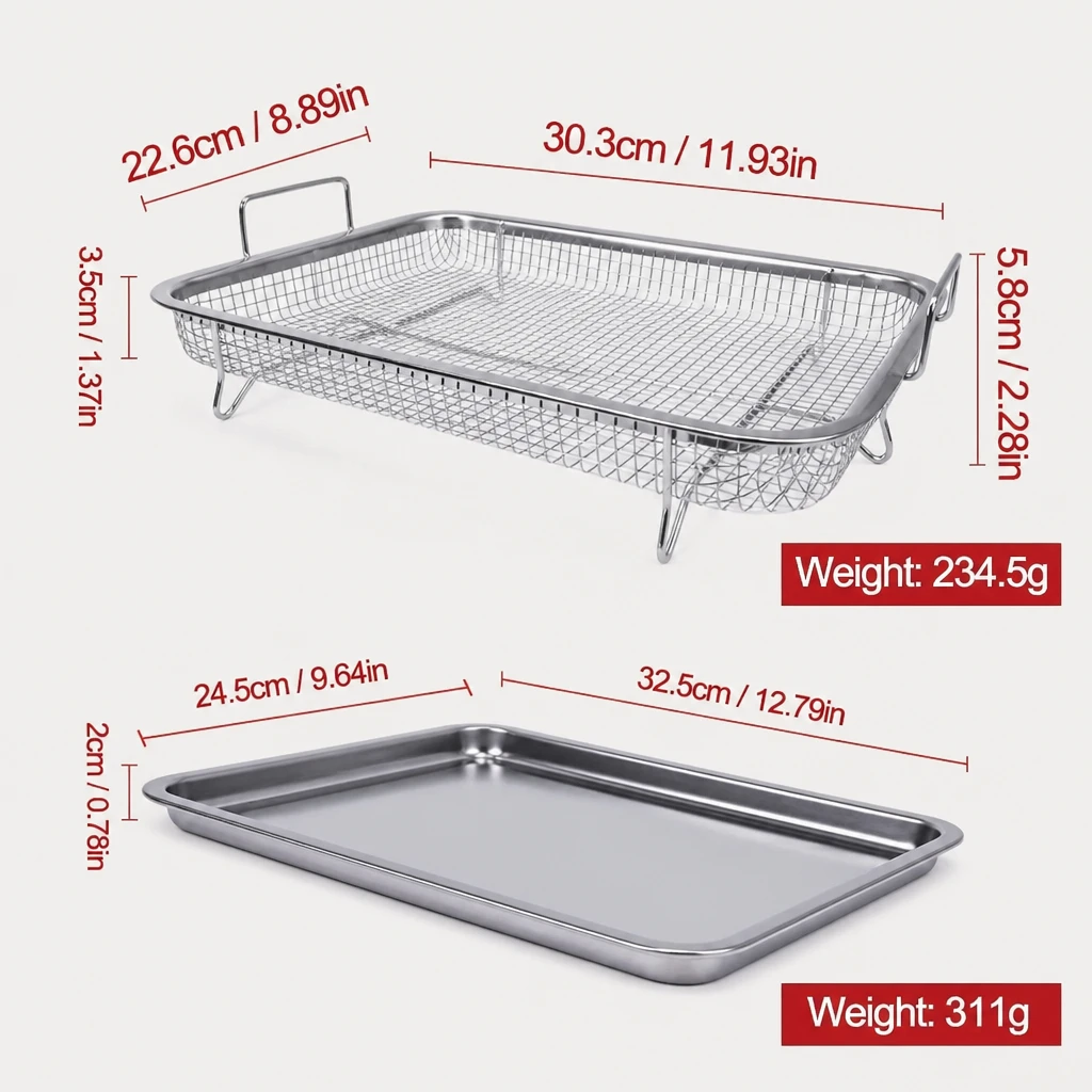 Baking Tray Oil Frying Baking Pan Non-stick Chips Basket Baking Dish Grill Mesh Kitchen Tools