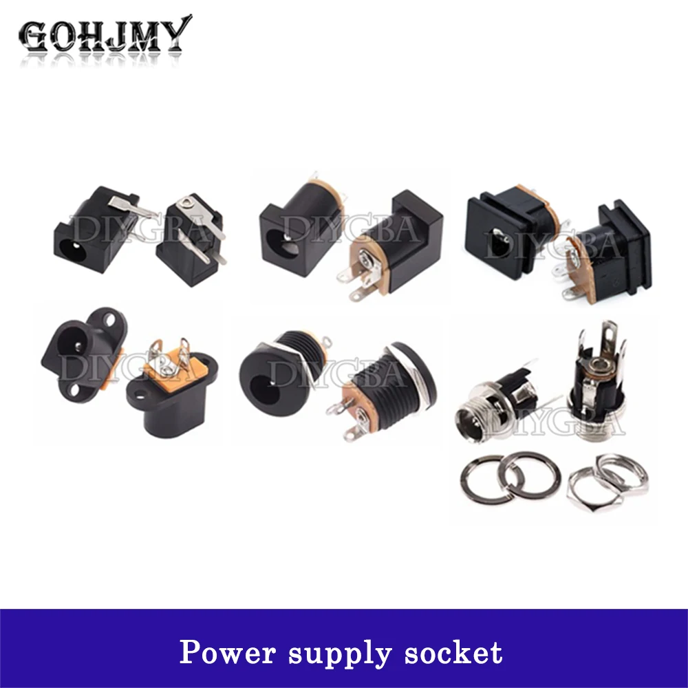 10pcs DC Power Jack Socket Connector DC-002 3.5mm x1.3mm DC-022 5.5x2.1 DC-012 DC-015 DC-017 DC-025 5.5mmx2.1mm