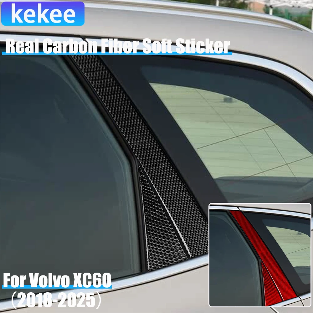 

Real Carbon Fiber Car Accessories B-pillar Decorative Cover Soft Sticker For Volvo XC60 2018 2019 2020 2021 2022 2023 2024 2025