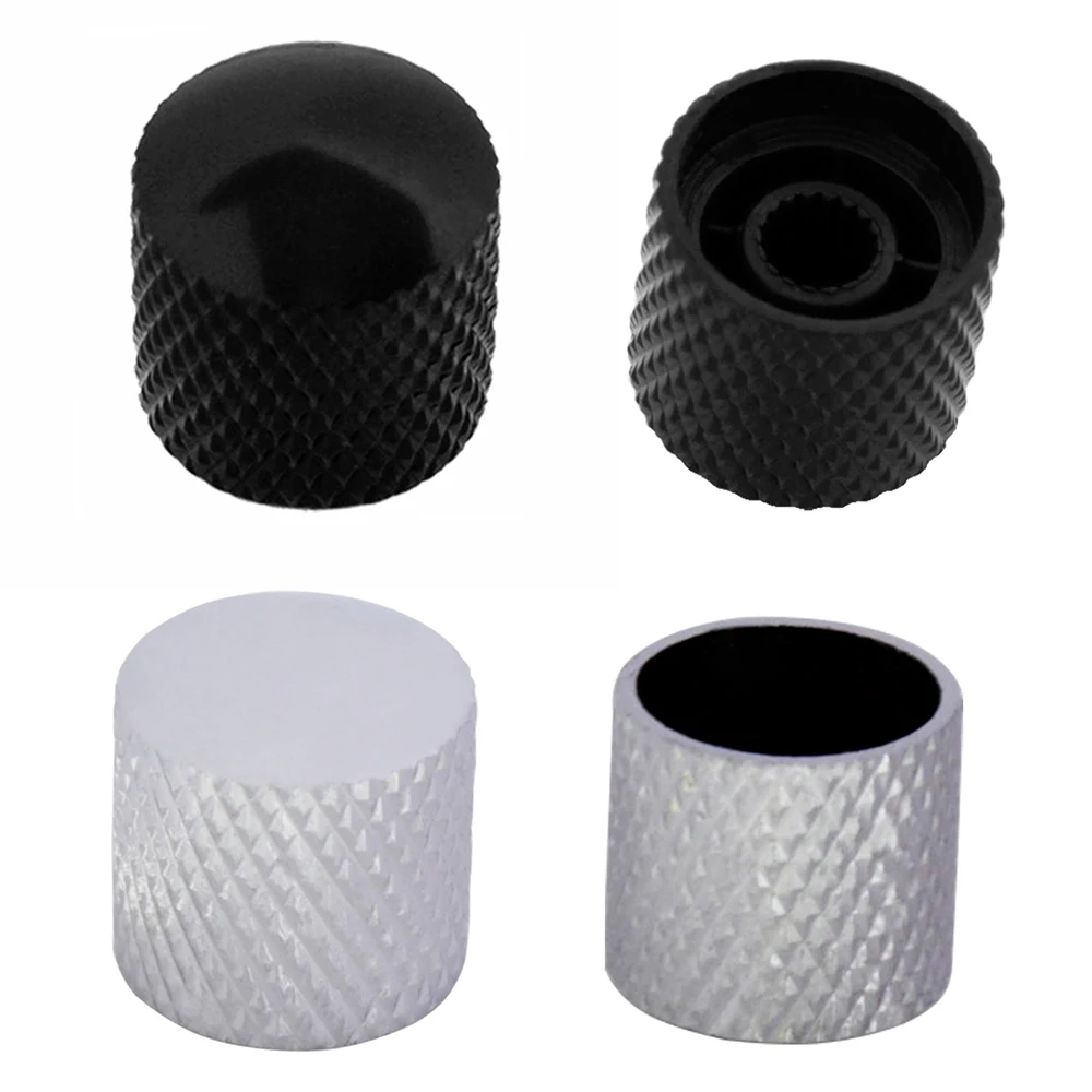 3/4pcs Dome Top Guitar Bass Metal Knobs Control Knobs Chrome Silver/Black Choose String Instrument Electric Guitar Volume Knob