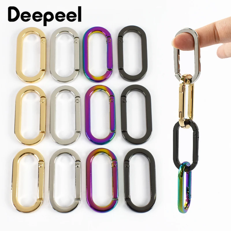 

5/10Pcs Metal Buckles 35mm Oval Spring O Ring Keychain Openable Snap Hook Carabiner Clips Backpack Strap Clasp Bags Accessories