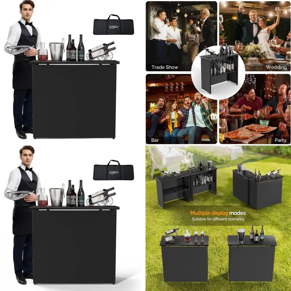 

Portable 39 Commercial Bar Table for Events, Mobile Bartending Station, Suitable for Indoor and Outdoor Use, Black