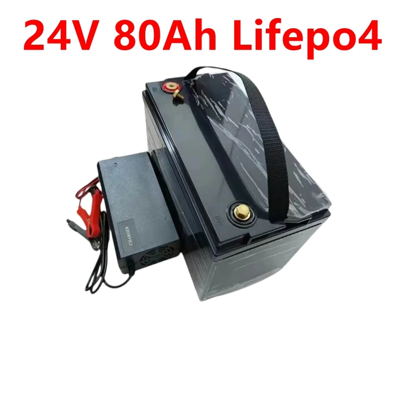 

24V 80AH Lifepo4 battery lithium with bluetooth BMS for inverter solar panel scooter backup power boat light +10A Charger