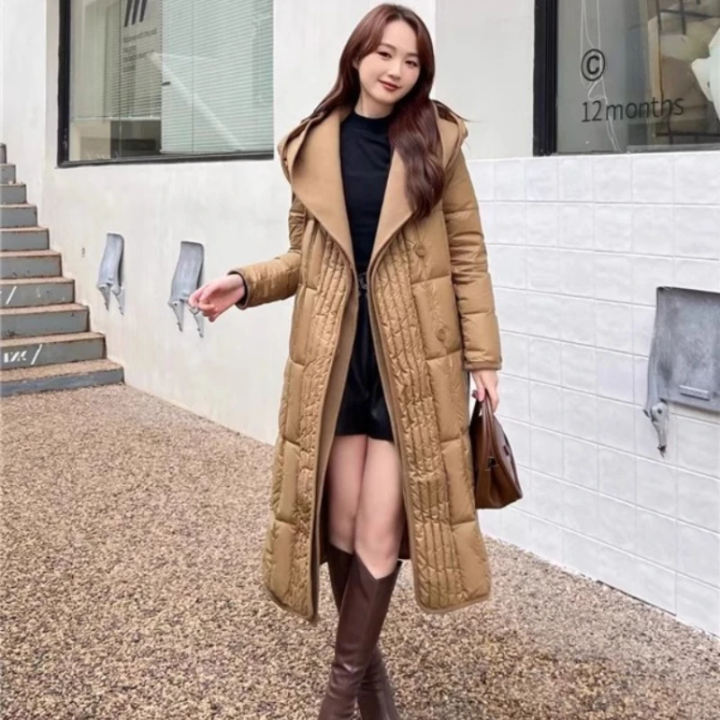 FURYOURSELF 2023 Winter Women Warm New Fashion Natural Goose Feather Down Jacket Luxury Loose Coat Hooded Detachable Outerwear