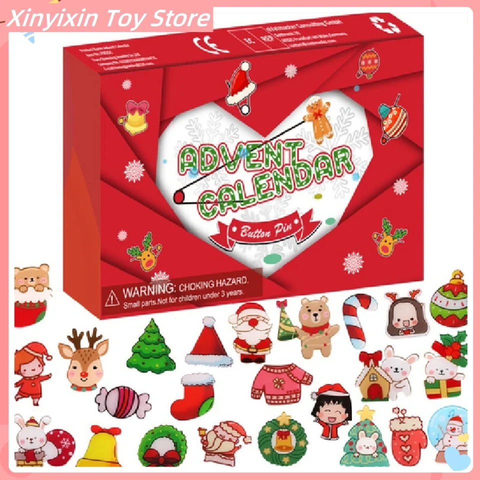 New Christmas Arrival Day 24 Digit Countdown Brooch Set Blind Box Pin Children\'S Christmas Gifts Are Coming