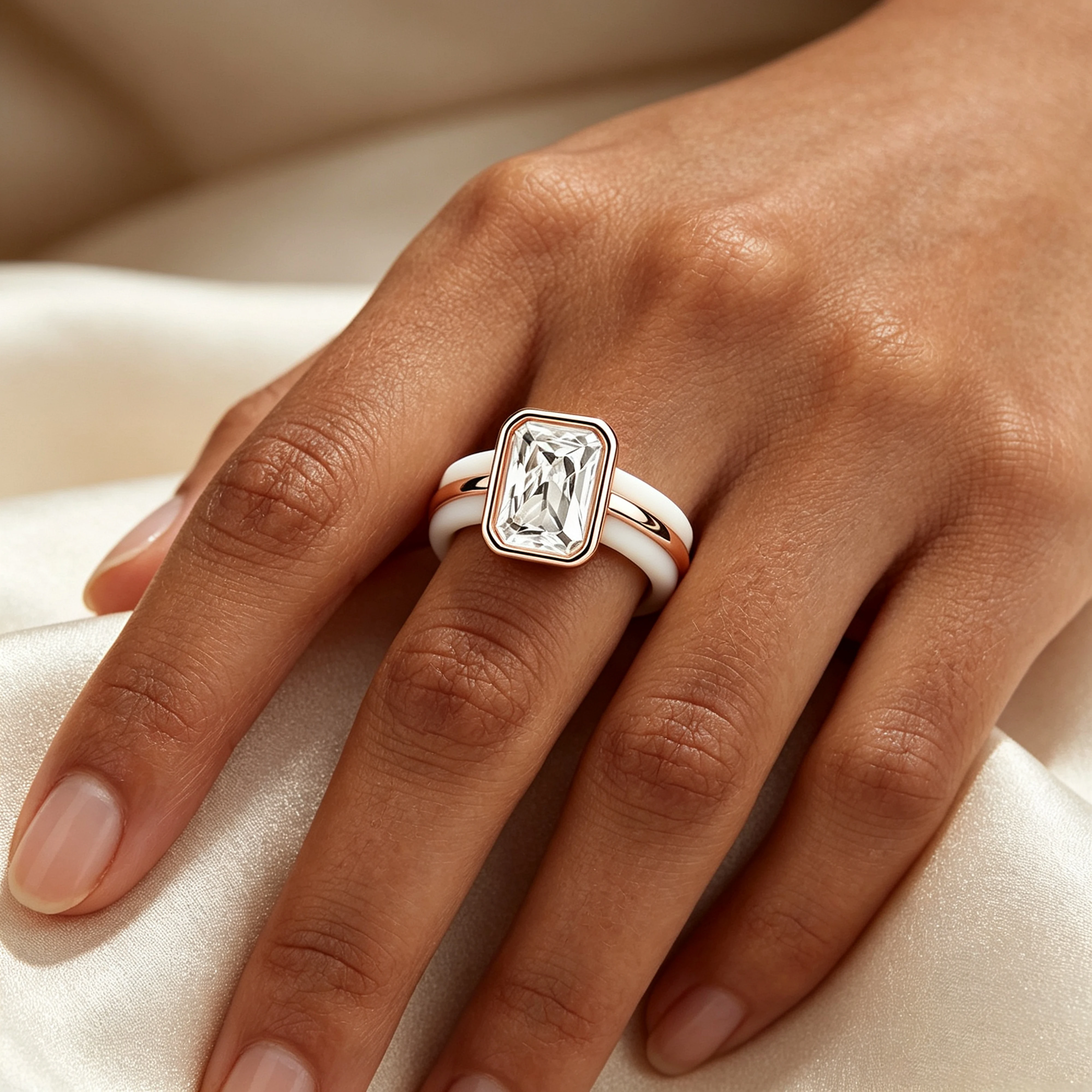 1pc 14K Gold-Plated White Silicone Ring; Hypoallergenic and Impact-Resistant, Suitable for Wearing During Outdoor Activities