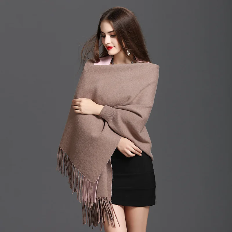 Women Cashmere Feel Long Sleeve Shawl Lady Luxury Christmas Wrap Autumn Winter Vintage Knit Cardigan Classic Sweater Coat New in