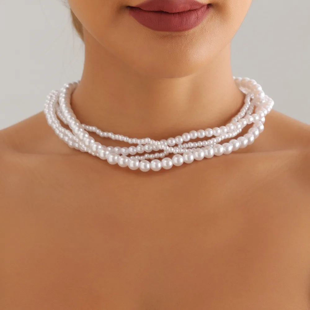 Tour de cou en perles de style coréen pour femmes, colliers géométriques pour la présidence, accessoires de bijoux de mariée pour mariages, torsion 216.239.