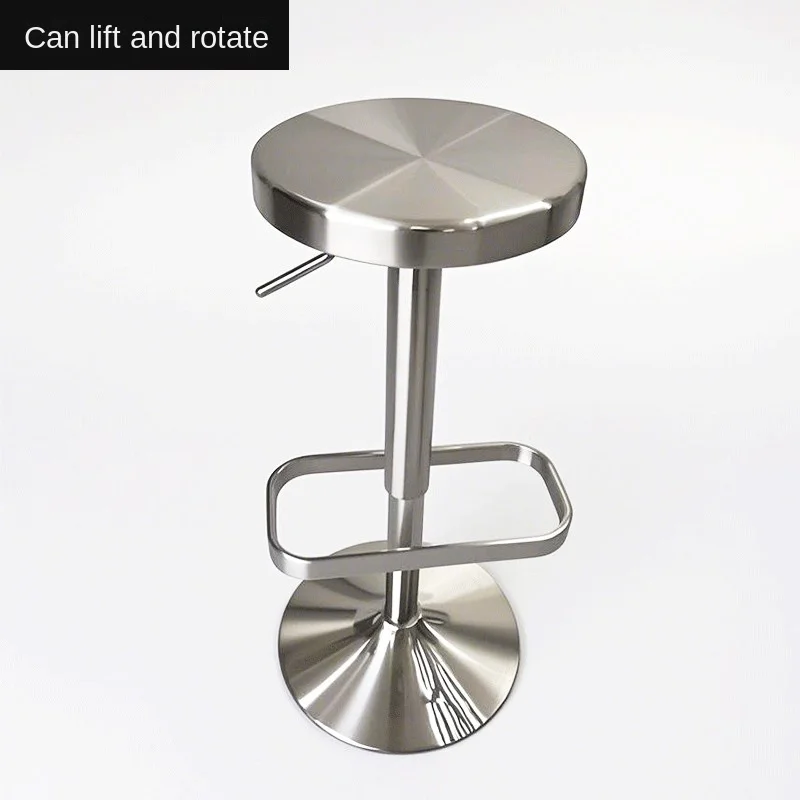 Industrial Style Bar Stainless Steel Bar Stool Cafe Revolvable Round Stool Lifting High Stool Metal Bar Chair