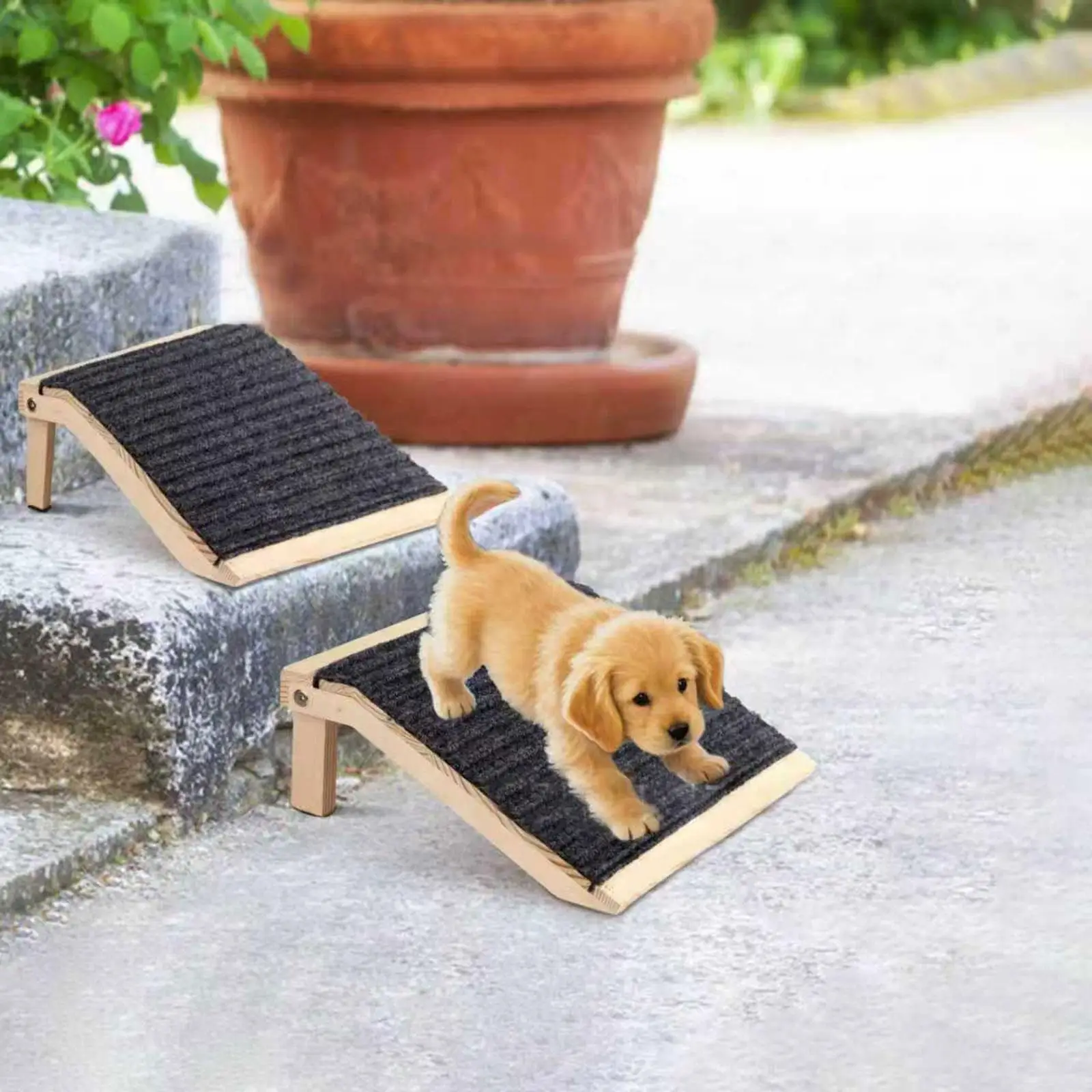 Dog Stair Ramp Compact Wooden Pet Ladder with Traction Mat Safe Climbing for Small Pets Bed Couch Car Dog Stair Ramp Compact Wooden Pet Ladder with Traction Mat Safe Climbing for Small Pets Bed Couch Car
