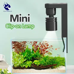 Aquarium light Mini Clip-on Lamp Spotlight for Fish Tank 2W USB Power interface Aluminum lamp head, waterproof, external switch