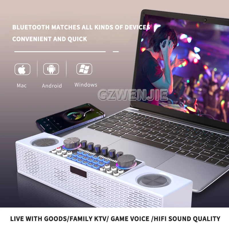 Multifunction Professional Bluetooth Speakers Live Broadcast Sound Card Equipment Portable Family KTV Karaoke All-in-one Machine