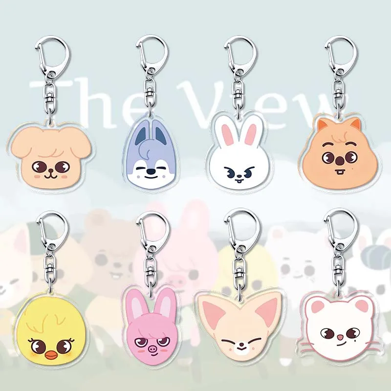 

K-POP Stray Kids Acrylic Keychain SKZOO Cartoon Keychain Li Longfu Huang Xuanchen Jin Shengwen Acrylic Pendant Accessories