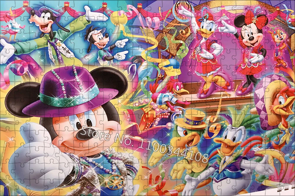 Disney Mickey Mouse Puzzle Disneyland Party 35/300/500/1000 PCS Jigsaw Puzzles Adult Decompression Toys Children's Handicrafts