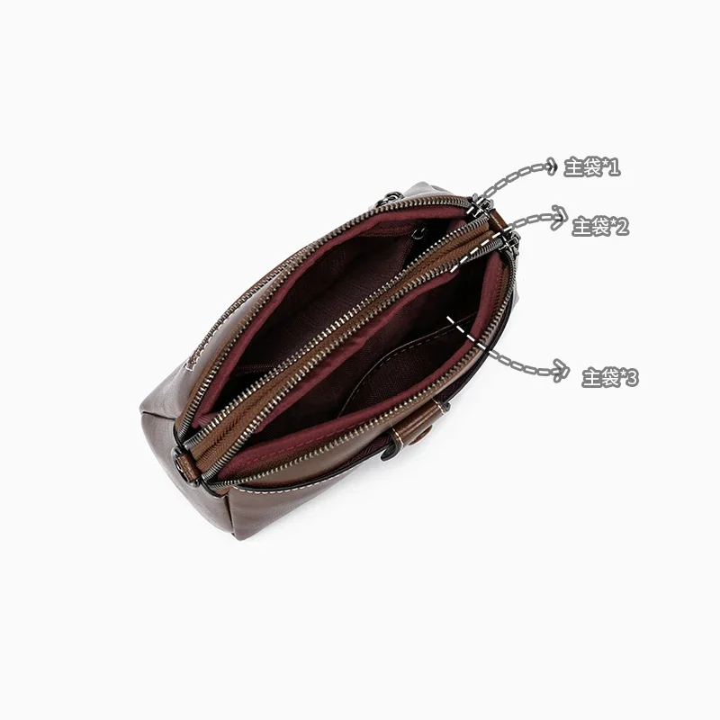 Bolsa Mensageiro de Couro Genuíno para Mulheres, Bolsa de Ombro Versátil Retro, Telefone Bolsas Crossbody para Senhoras, Bolsa Feminina
