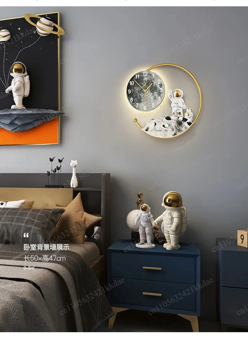 Living room light luxury creative clock wall lamp view 3