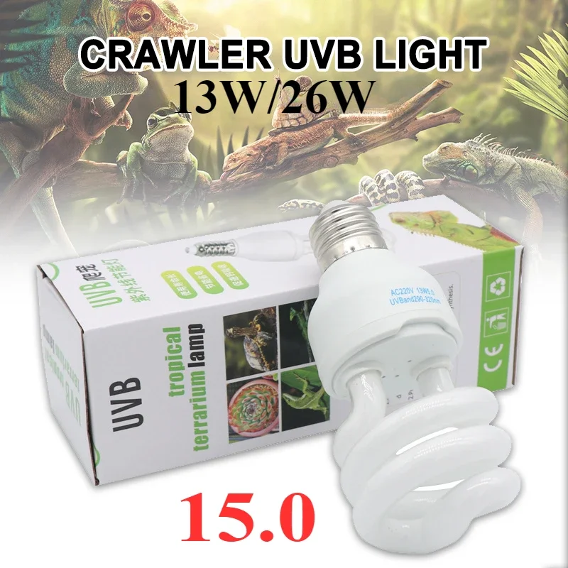 

Reptile UVB Heating Lamp Bulb13W/26W 110V/240V Calcium Supplement Lamps Bulbs Reptiles Box Lighting for Snakes Lizards Turtles