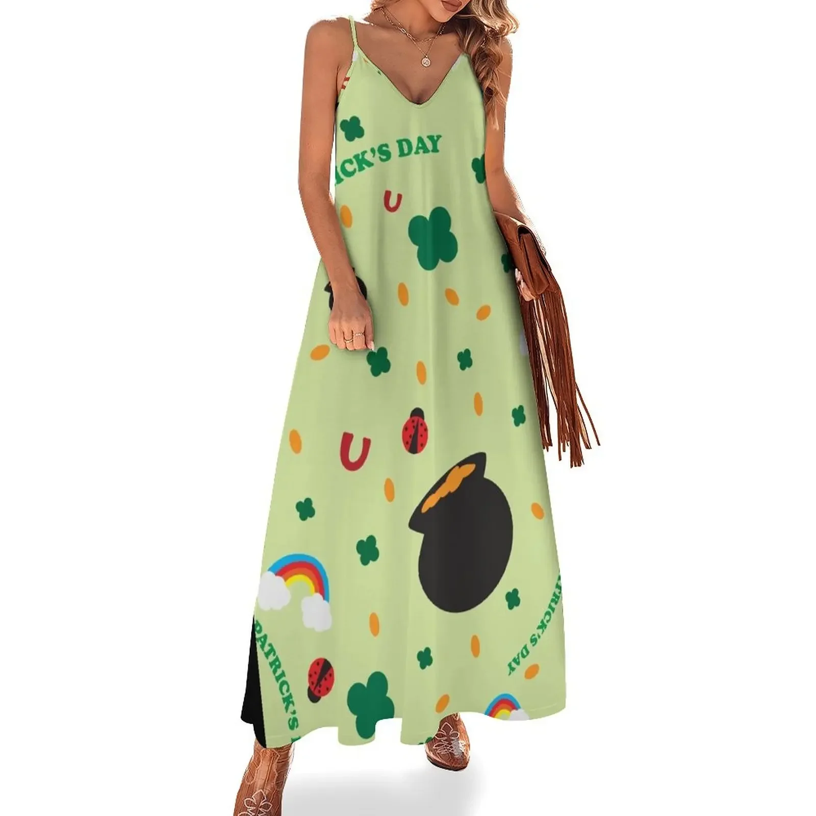 SW Shamrock Pattern Sleeveless Dress women's evening dresses 2025 women long dresses