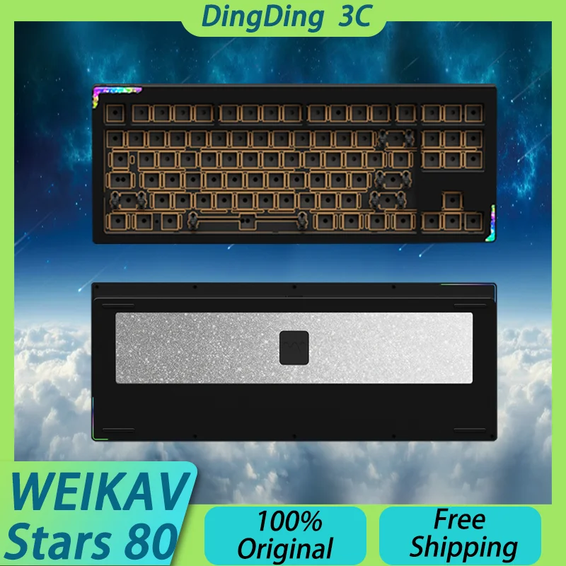 WEIKAV Stars80 Custom Wireless Mechanical Keyboard Kit Three Modes Aluminum Alloy RGB 8000mAh Leaf-Spring QMK VIA PC Gamer DIY