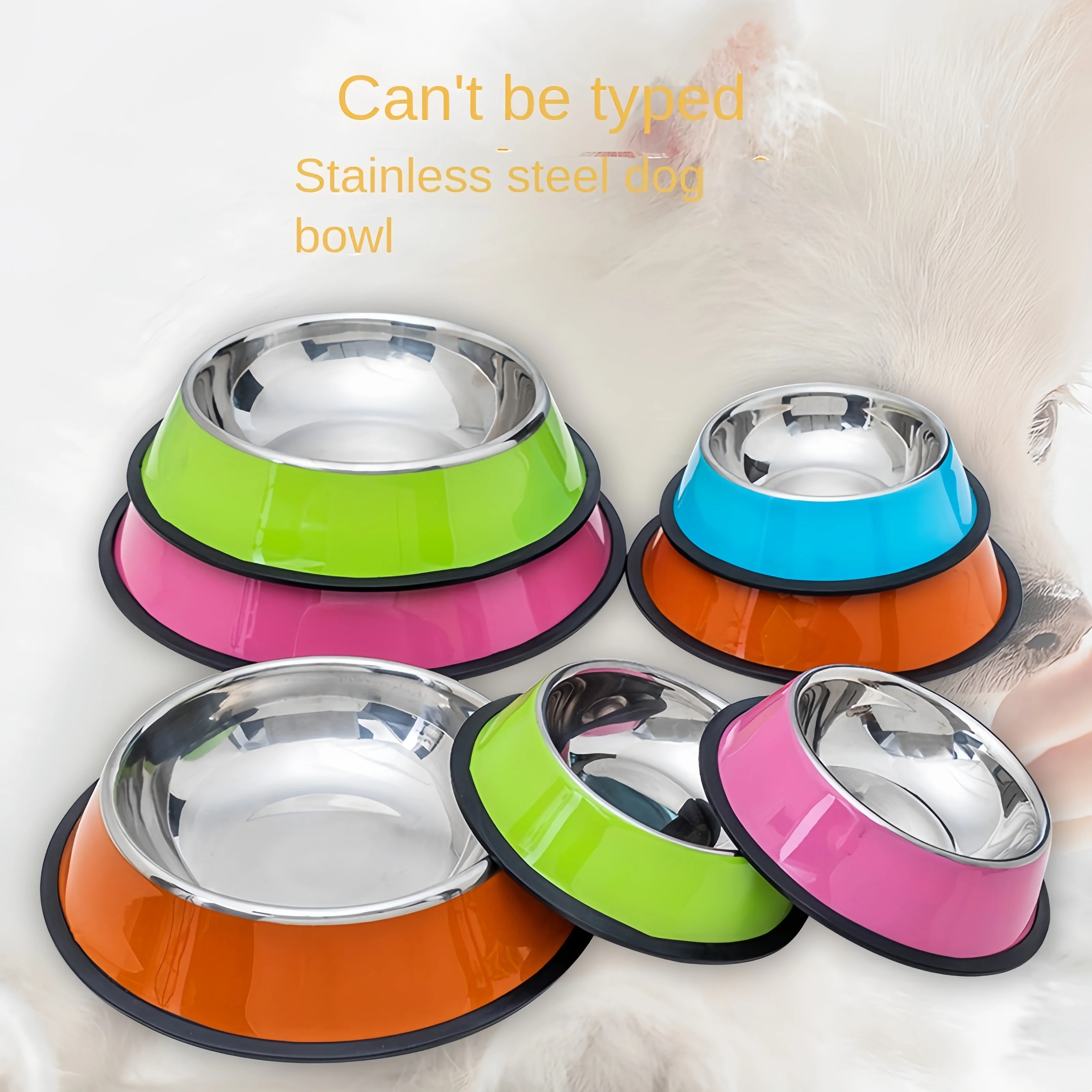 Pet Dog Cat colours Stainless Steel Bowl Pet Feeding Bowl Cat and Dog Drinking Bowl Metal Feeder Bowl Durable Easy To Clean bowl