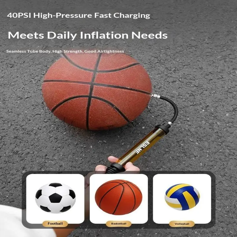Portable Mini Hand Ball Pump High Pressure Anti-slip Inflator with Needle for Adult Youth Sports Ball Inflation