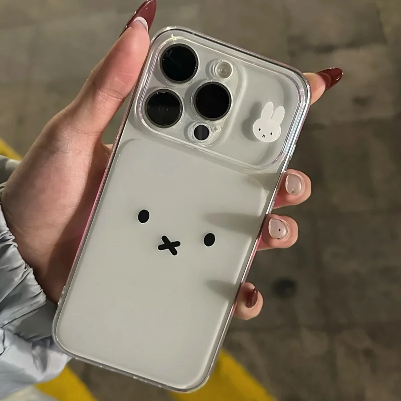 Funda de Teléfono de TPU Transparente con Dibujos Animados de Miffy para iPhone 13 14 15 16 17 Pro Max 16 Pro Max, Funda Trasera Antigolpes con Diseño Encantador de Miffy