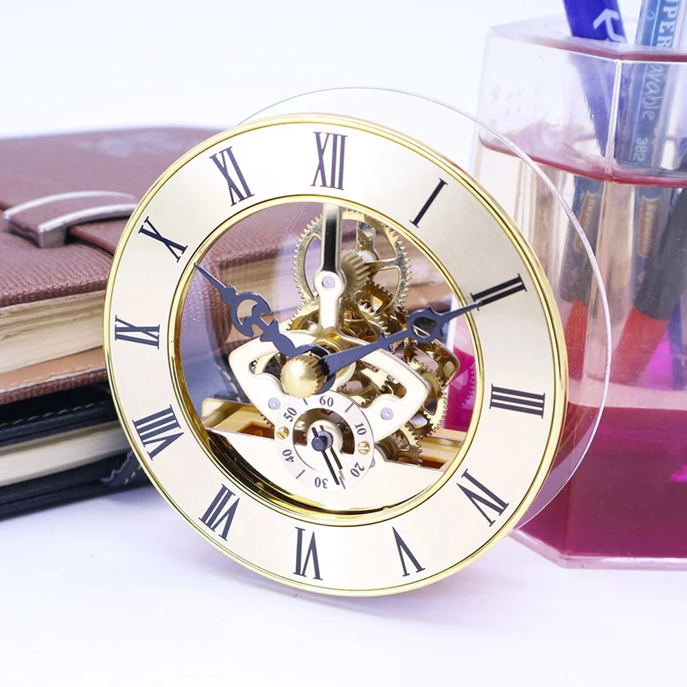 Clock Movement 86mm Metal Gear with See Through Design and Roman Numerals for Quartz Precision and Vibration Resistant Mounting