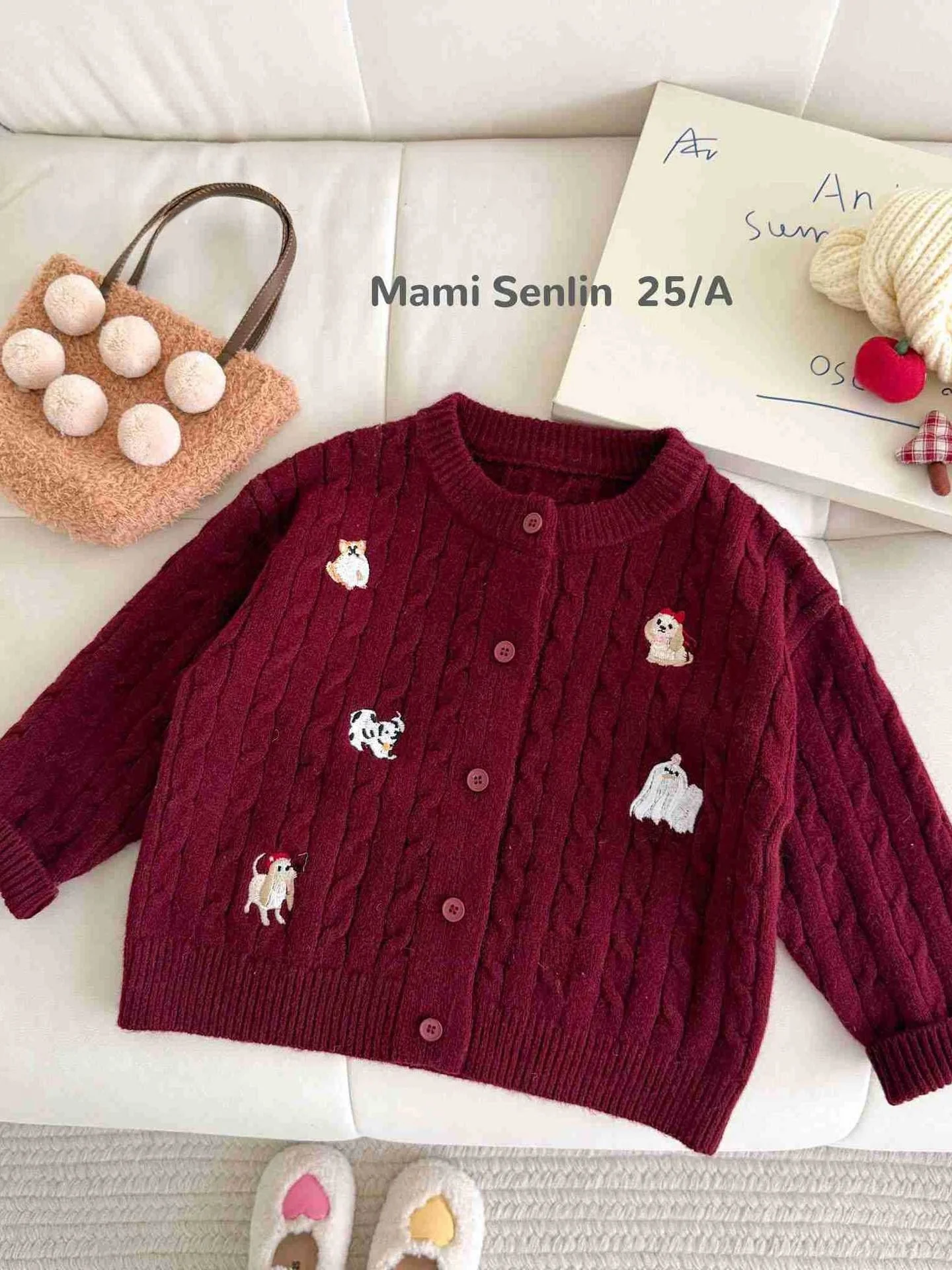 

Korean Sle Girls Knitted Jaet Baby Sweater Long Sve round Ne Cotton Blend Outerwear for Children Early Autumn Top