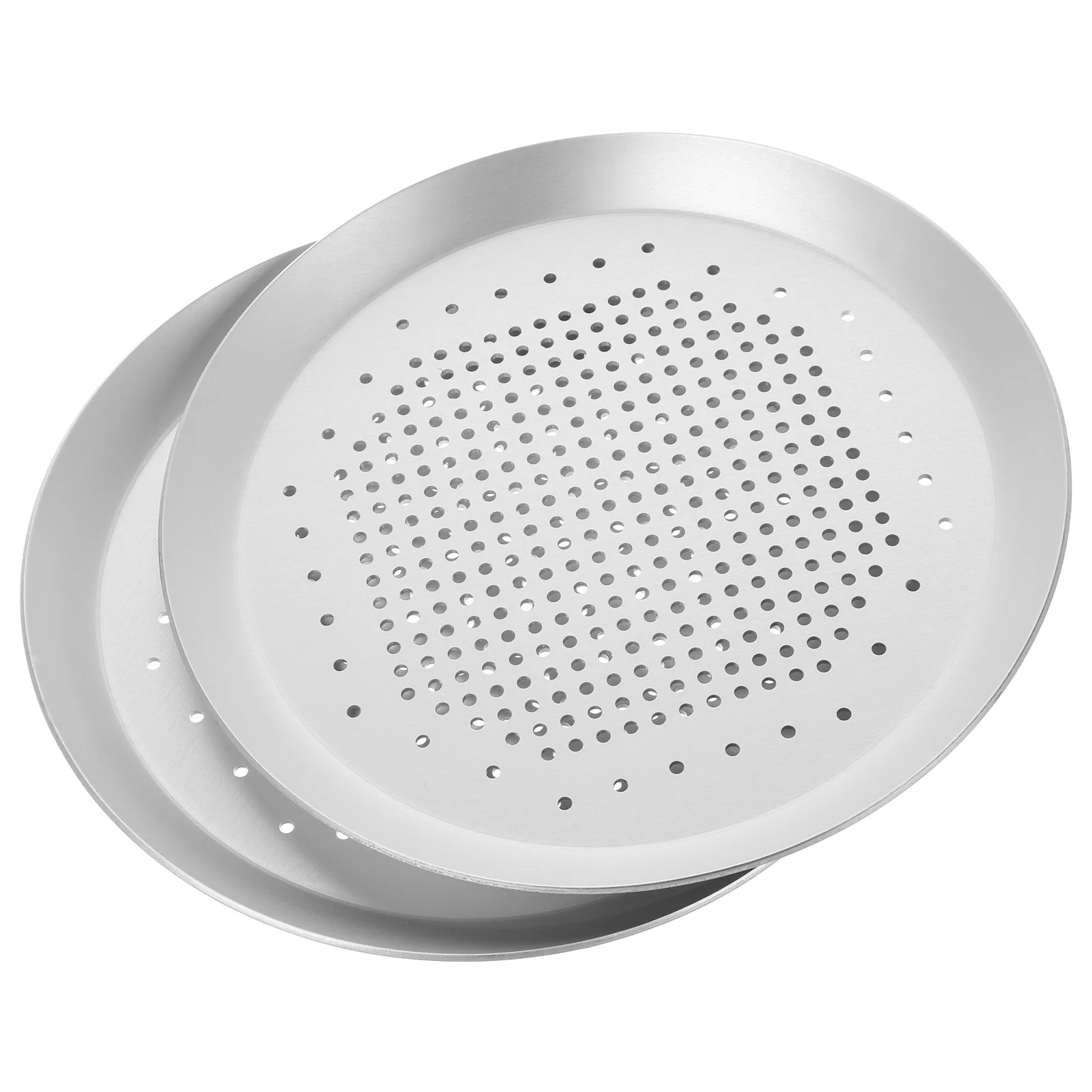 

2 pcs Pizza Baking Mold Perforated Design Even Heat Commercial Home Pizza Sheet Pan Use Oven Tray Non Stick Aluminum