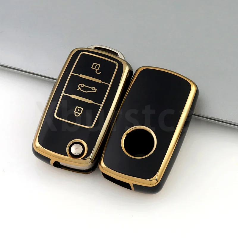 TPU Car Folding Key Case Cover Bag For Volkswagen VW Golf Bora Tiguan Passat Jetta POLO GOLF MK6 for Skoda Octavia A5 Holder