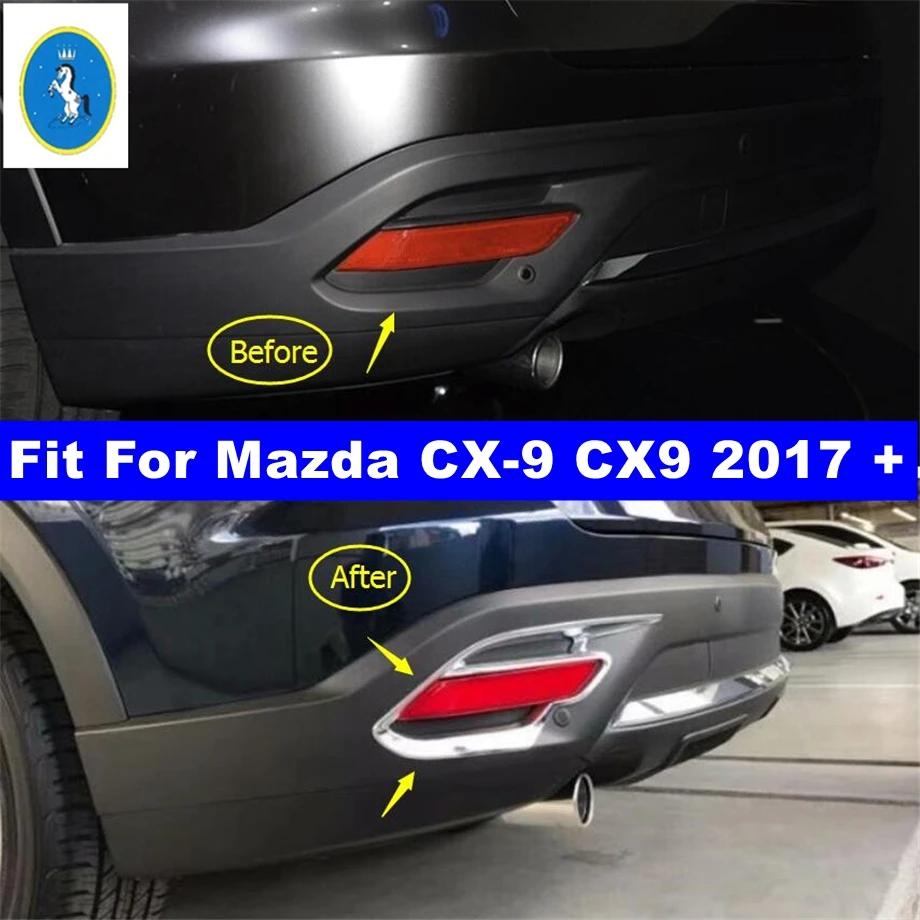 

Shiny Auto Rear Tail Fog Lights Lamps Decor Frame Cover Trim ABS Exterior Accessories For Mazda CX-9 CX9 2017 2018 20219 2020