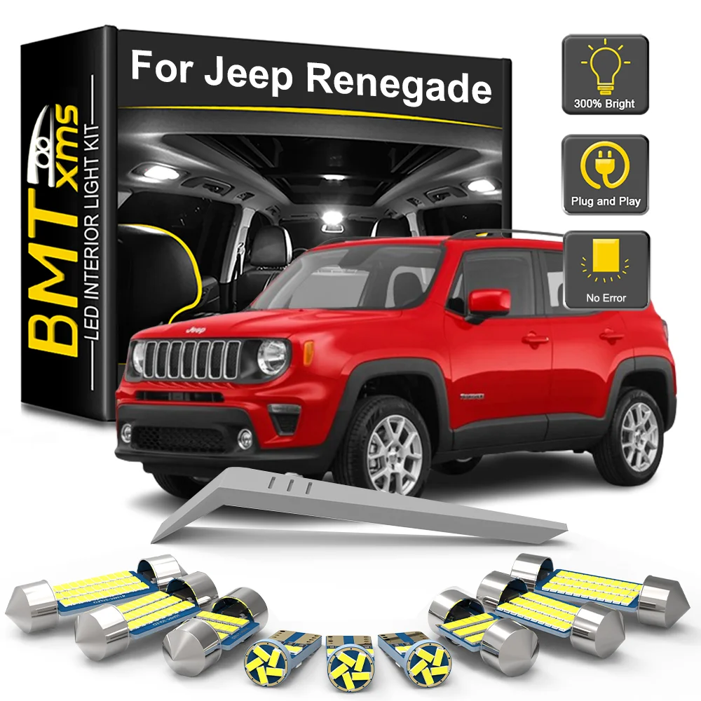BMTxms 4/9/12Pcs LED Interior Light Bulb Kit For Jeep Renegade 2015 2016 2017 2018 2019 2020 2021 2022 2023 Car Dome Lamp Canbus