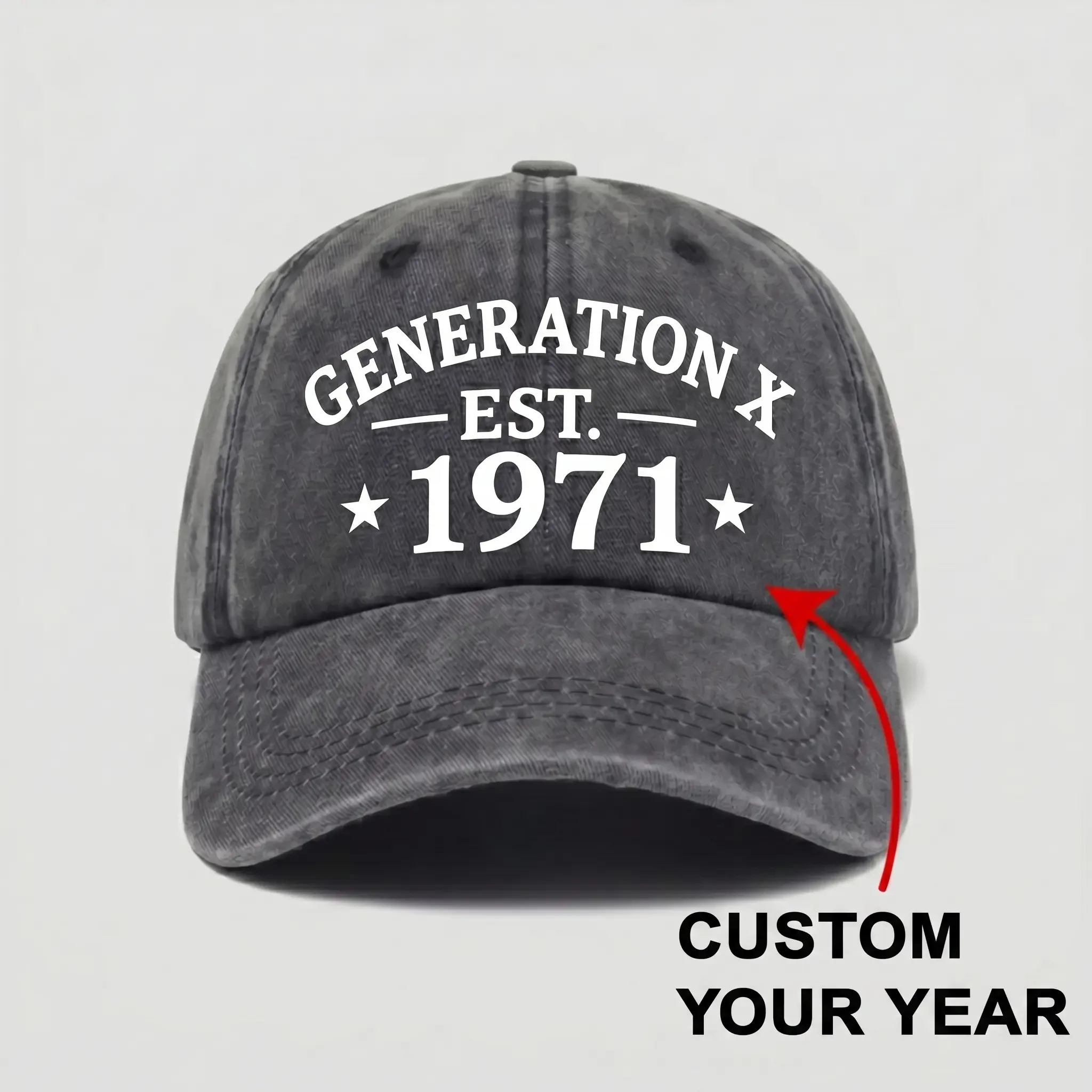 Vintage Washed Cotton Classic Low Profile Baseball Cap - Generation X EST.1971, High-Def Print, Adjustable Size, Casual Hat for Adults, All Seasons Comfortable Dad Hat, Ideal Gift