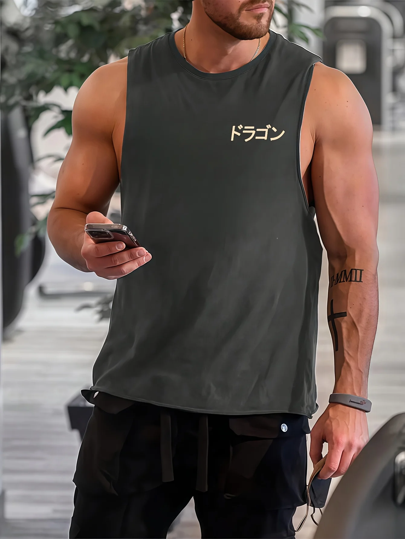 100 cotton Men's summer fashion casual sports loose bull pattern print comfortable and breathable round neck sleeveless vest